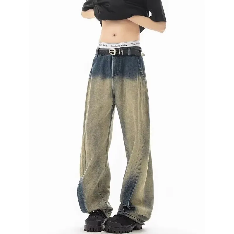 HANDAIWEI Jeans Unisex Yellow Mud-2