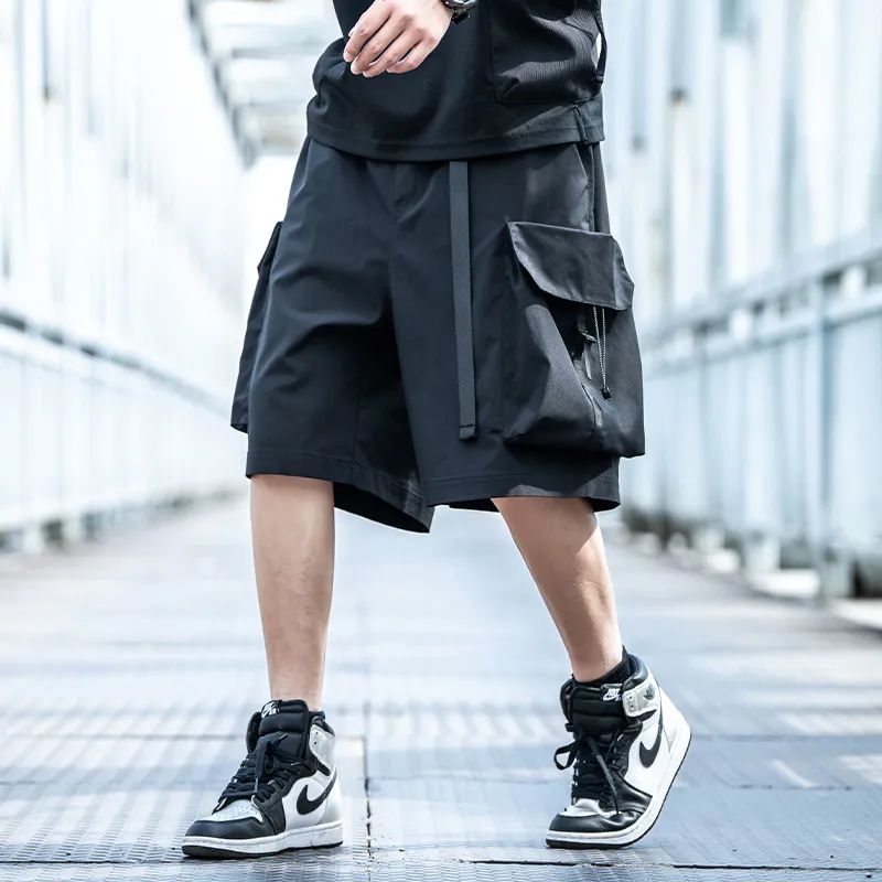 AOGZ Cargo Shorts Unisex Black-2