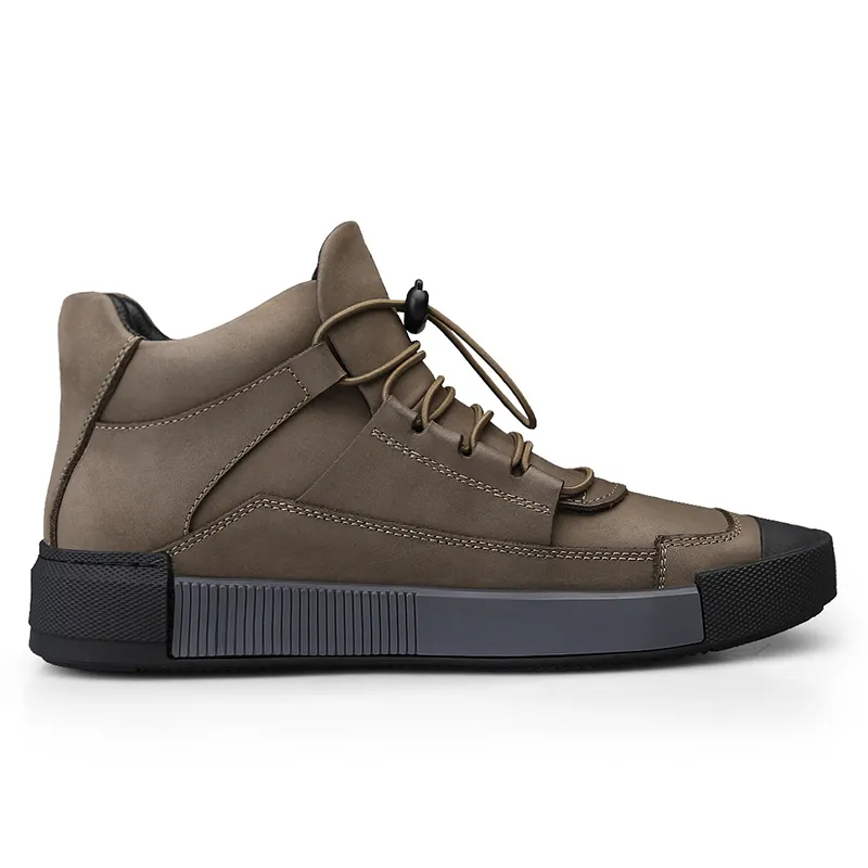 BECK Casual Shoes Men High Top Black, Khaki-6
