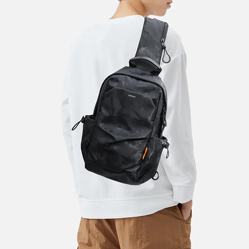 LANDCASE Fabric Crossbody Bags Sling Bags Unisex Black/Camouflage Black-6