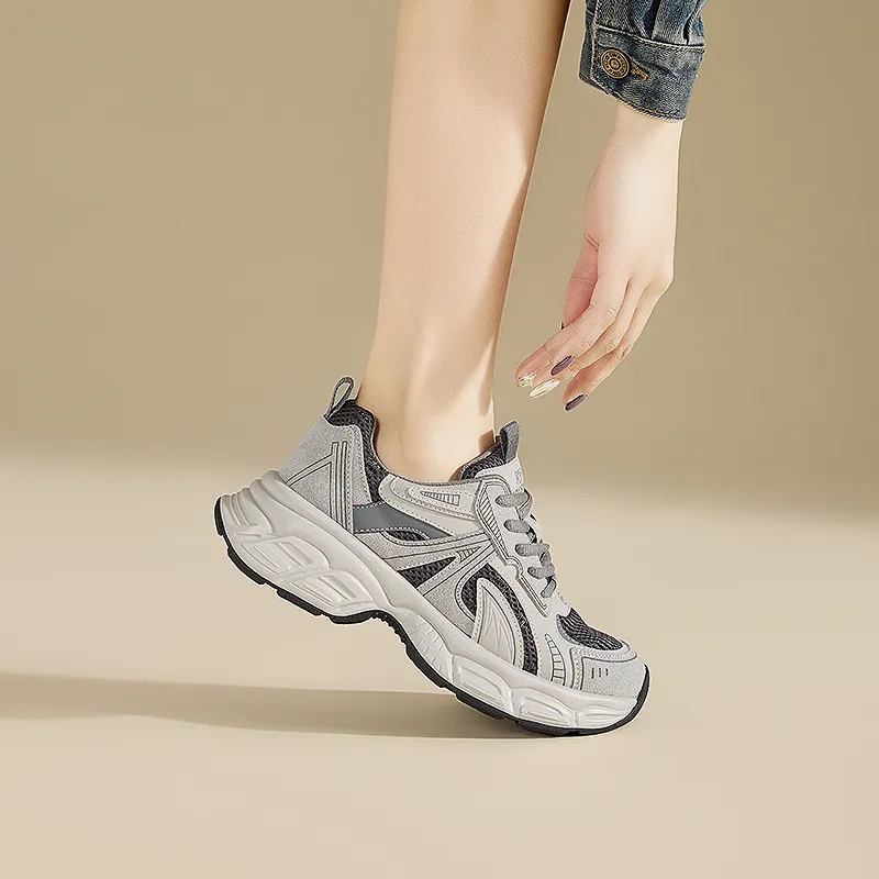 Xiangxiangli Breathable Height Increasing Low Top Chunky Sneakers Women's-6