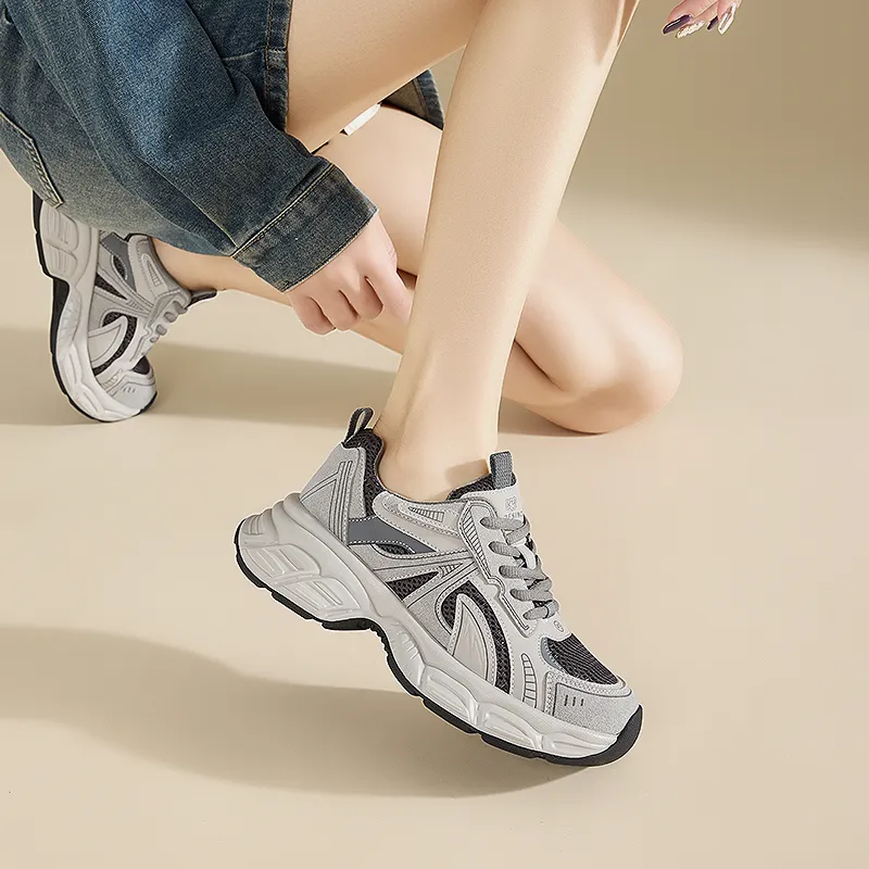 Xiangxiangli Breathable Height Increasing Low Top Chunky Sneakers Women's-5