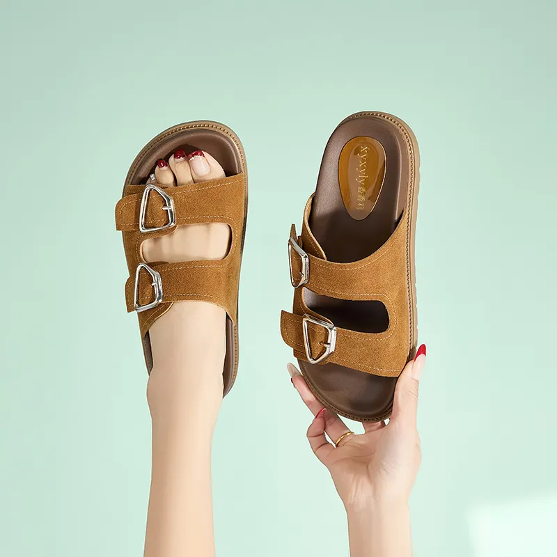 Xiangxiangli Rubber Sole Metal Quiet Slip Resistant Slide Slippers Women's-6