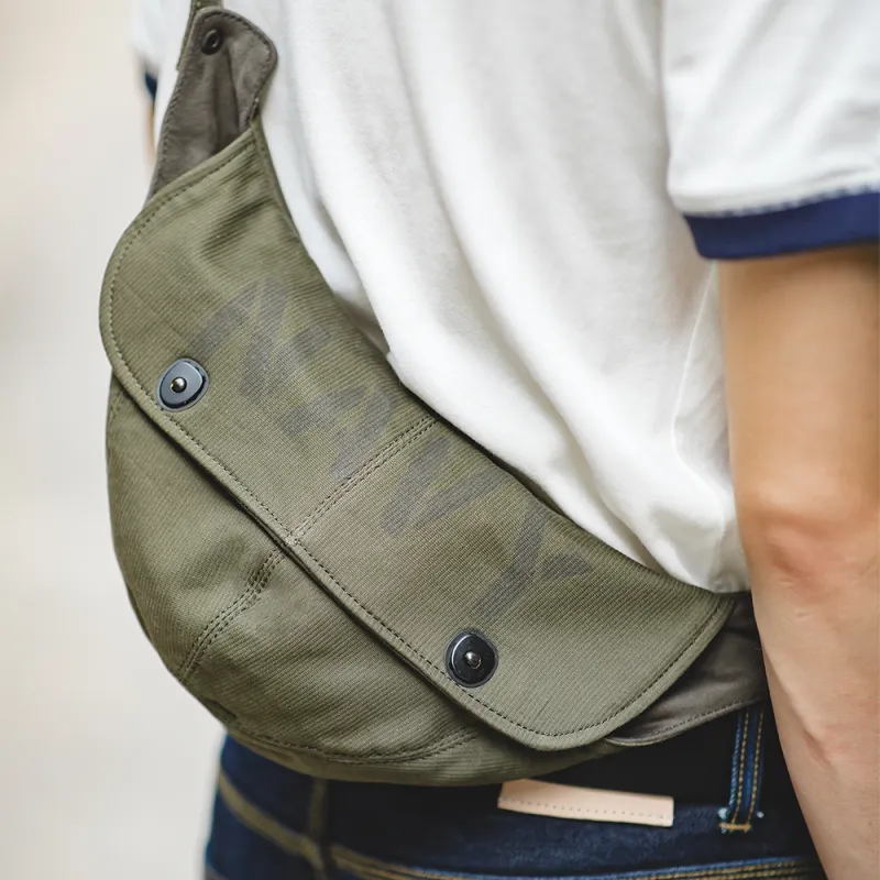 MADEN Cotton Deck Bag Shoulder Bag Regular Unisex Army Green-4