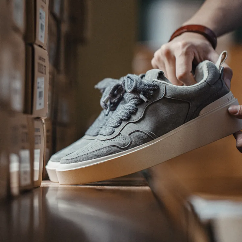MADEN Breathable Low Top Vintage Casual Skateboard Shoes Men's Gull Gray-5