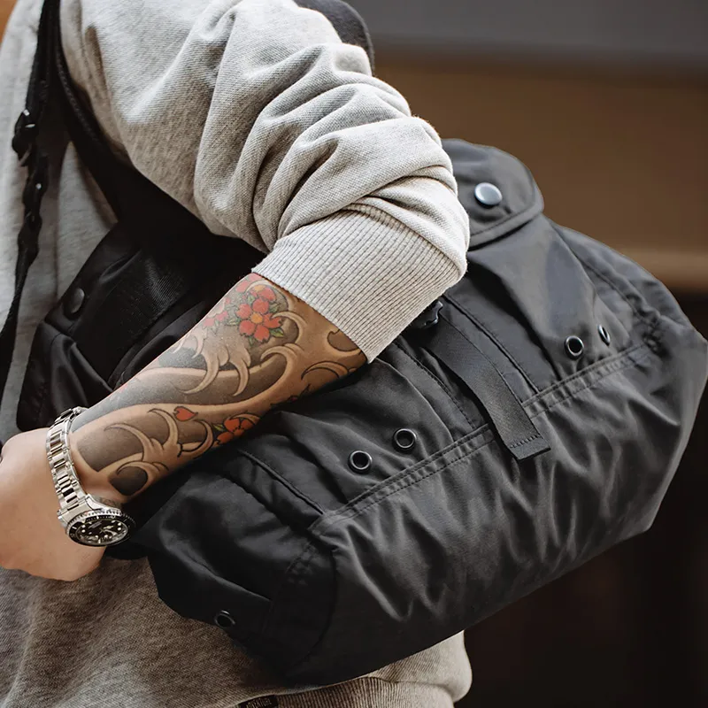 MADEN Polyester Portable Camera Crossbody Bag Laptop Bag Tote Messenger Bag Shoulder Bag Large Size Men's Black-3