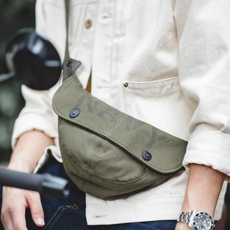 MADEN Cotton Deck Bag Shoulder Bag Regular Unisex Army Green-3