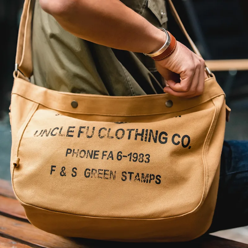 MADEN Canvas Shoulder Bag Canvas Bag Crossbody Bag Tote Regular Unisex Apricot Yellow-2