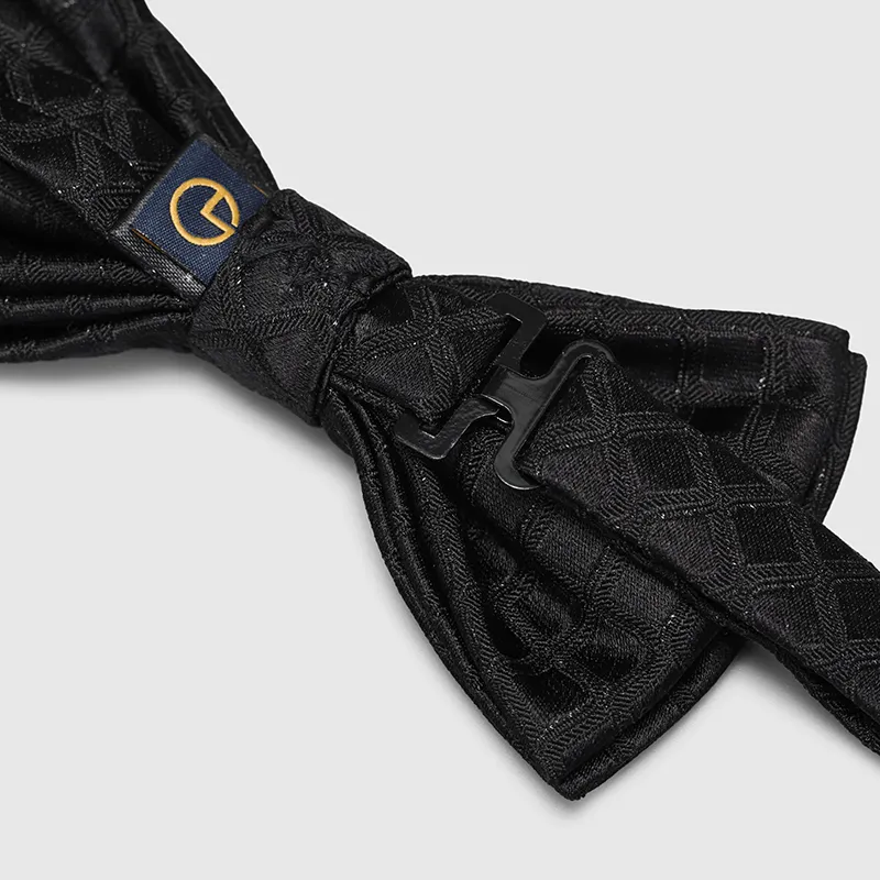 GOLDLION Mulberry Silk Bow Tie Men's Black-9