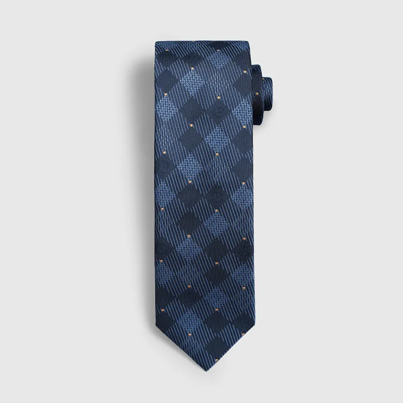 GOLDLION Polyester Ties Men's Blue-3