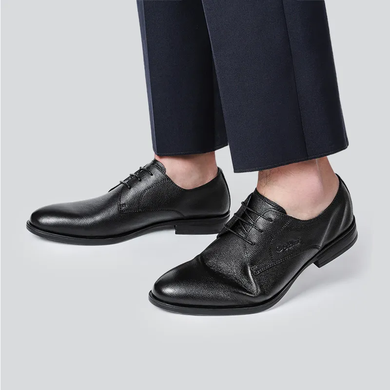 GOLDLION Dress Shoes Men Low-Top Black-1