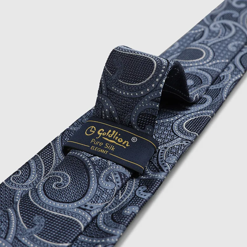 GOLDLION Mulberry Silk Ties Men's Royal Blue-7