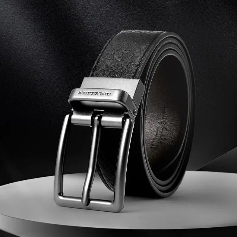 GOLDLION Top Grain Cow Leather Belts Men's Multiple Colors Width 3.5CM-20