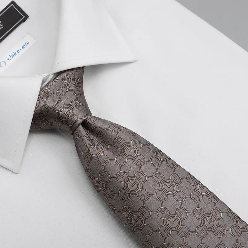 GOLDLION Mulberry Silk Ties Men's Coffee Gray-1
