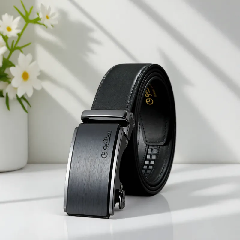 GOLDLION Top Grain Cow Leather Belts Unisex Black 3.5CM-5