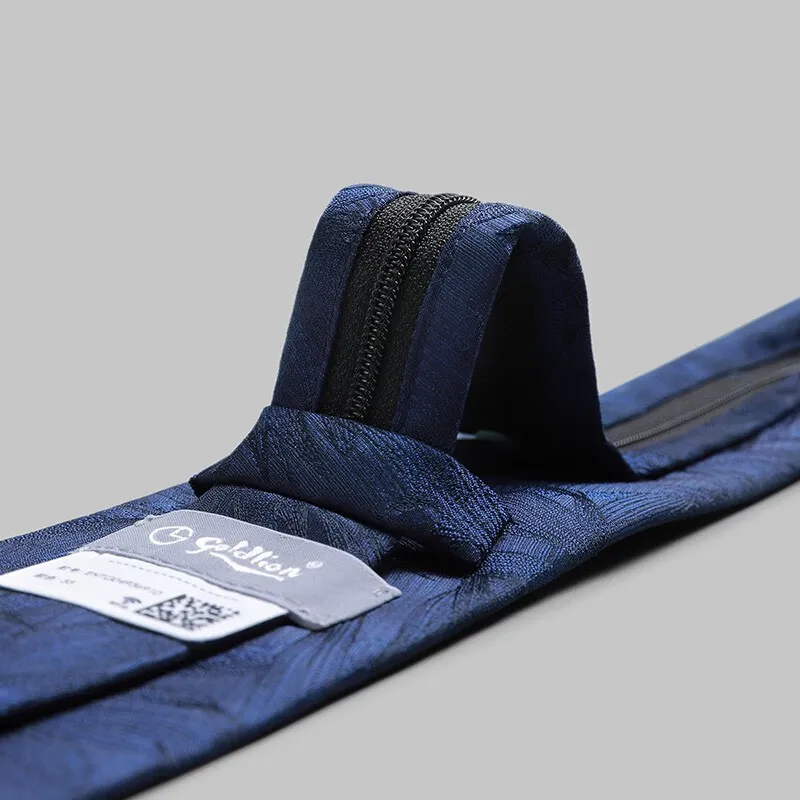 GOLDLION Polyester Ties Men's Gray/Navy Blue-59