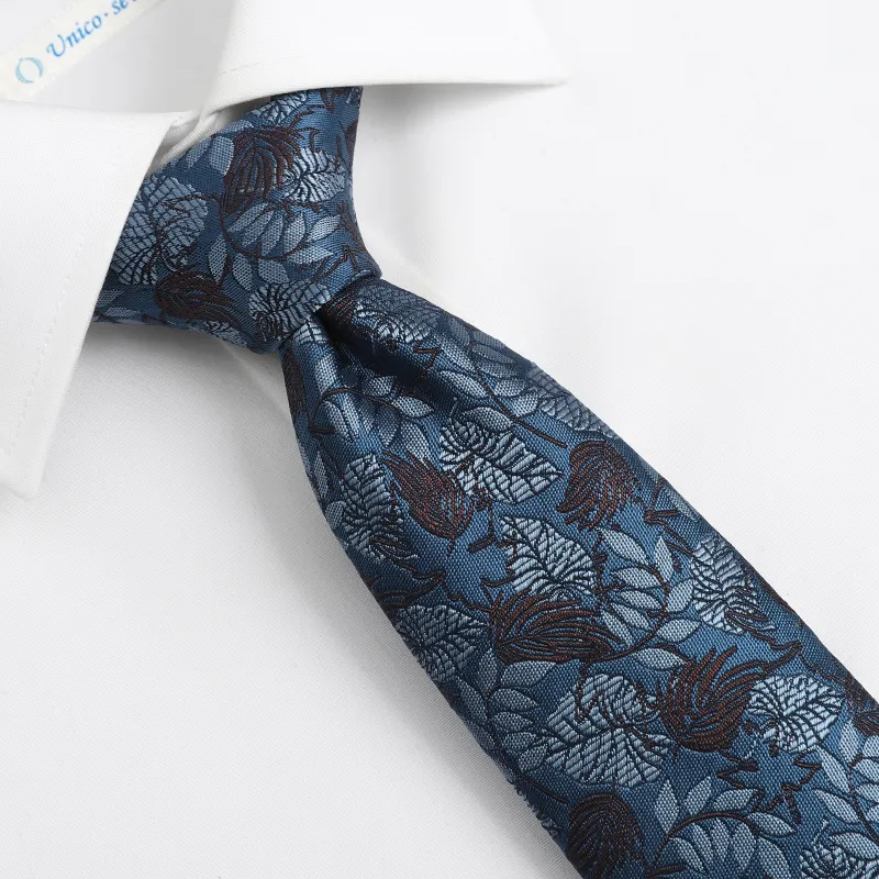 GOLDLION Polyester Ties Men's Blue Gray-23