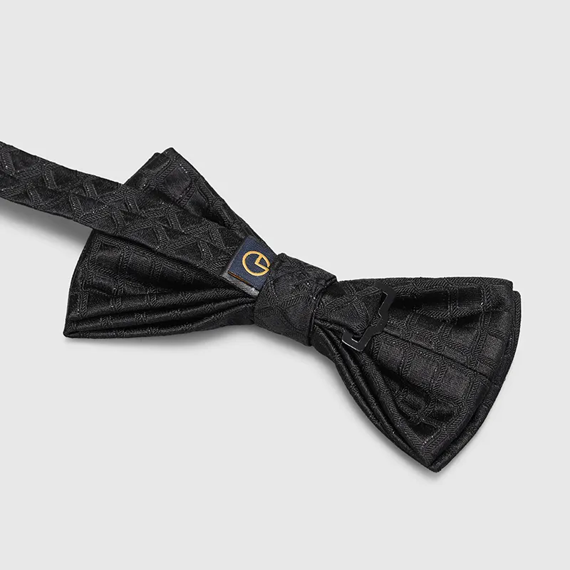 GOLDLION Mulberry Silk Bow Tie Men's Black-8
