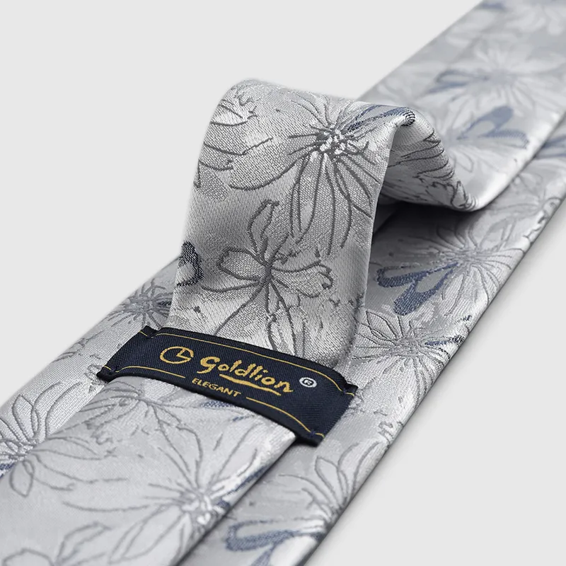 GOLDLION Polyester Ties Men's Blue Gray-20
