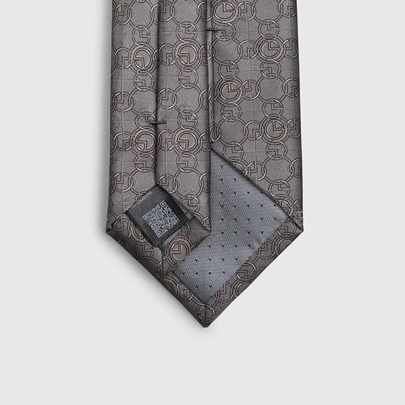 GOLDLION Mulberry Silk Ties Men's Coffee Gray-6