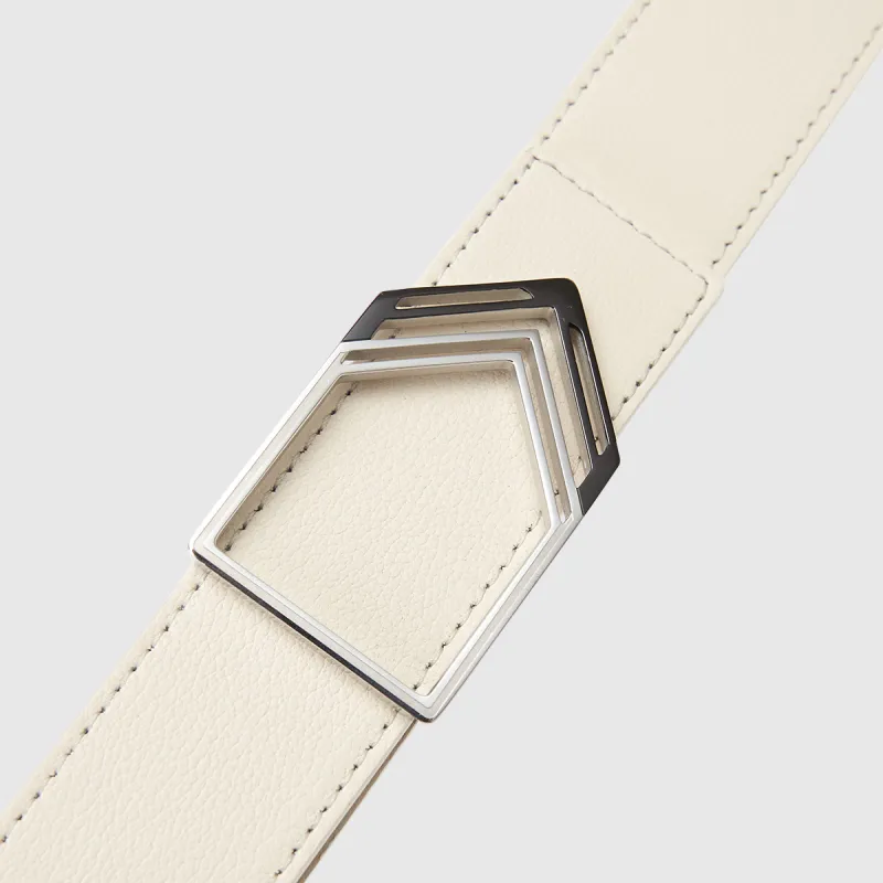 GOLDLION Top Grain Cow Leather Belts Men's White 35mm-4