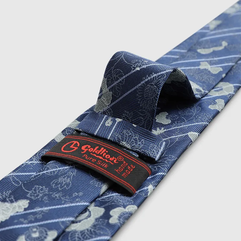GOLDLION Mulberry Silk Ties Men's Blue-5