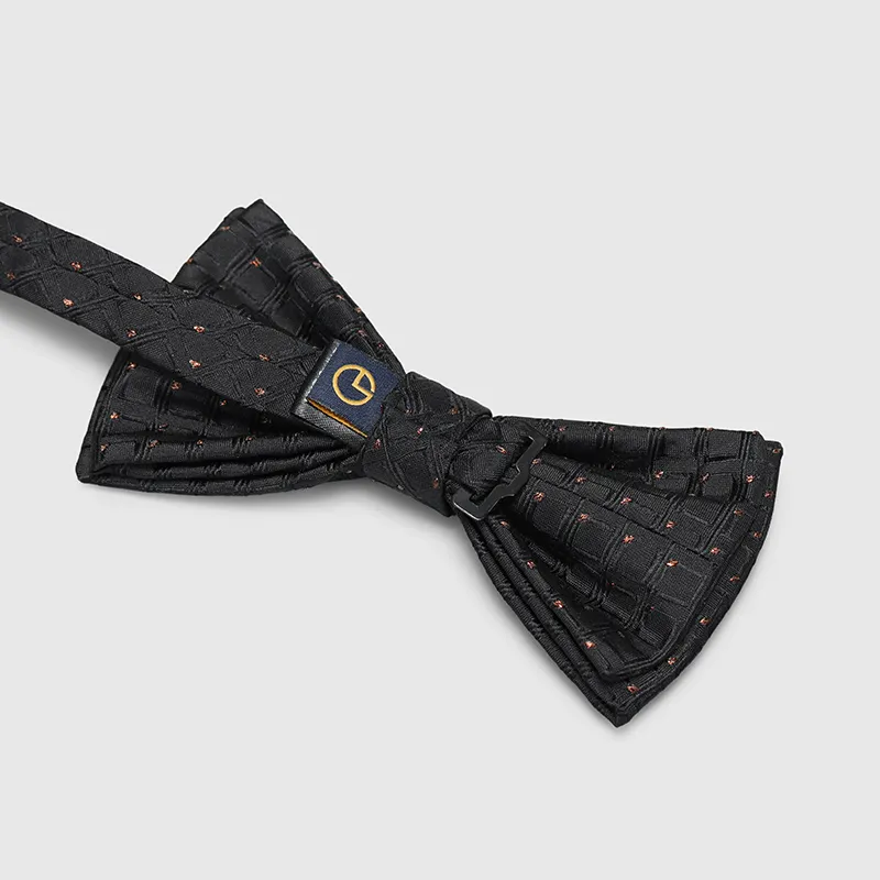 GOLDLION Mulberry Silk Bow Tie Men's Black-4