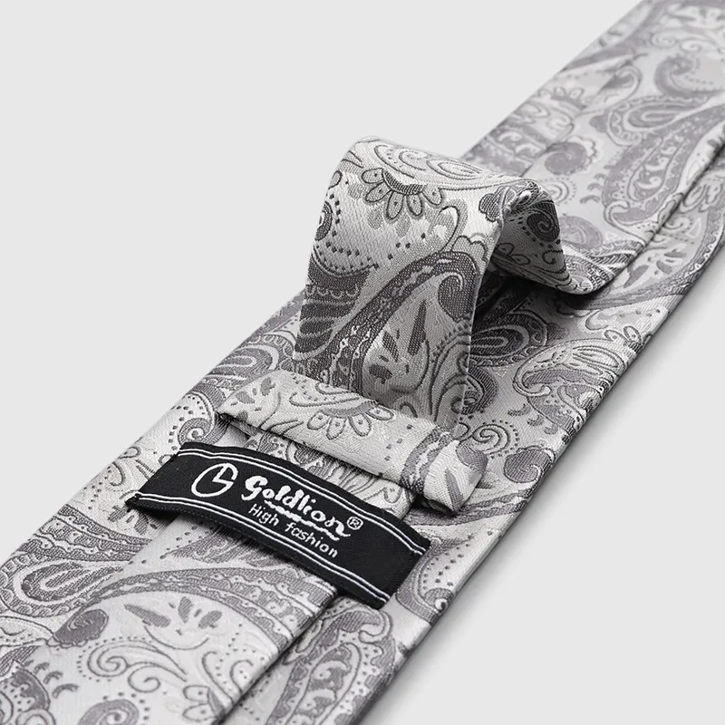 GOLDLION Polyester Ties Men's Blue Gray-13