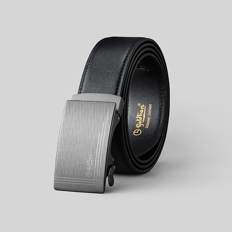 GOLDLION Alloy Leather Belts Men's Black 3.5cm-9
