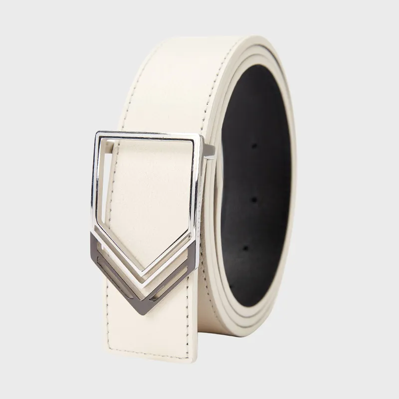 GOLDLION Top Grain Cow Leather Belts Men's White 35mm-2