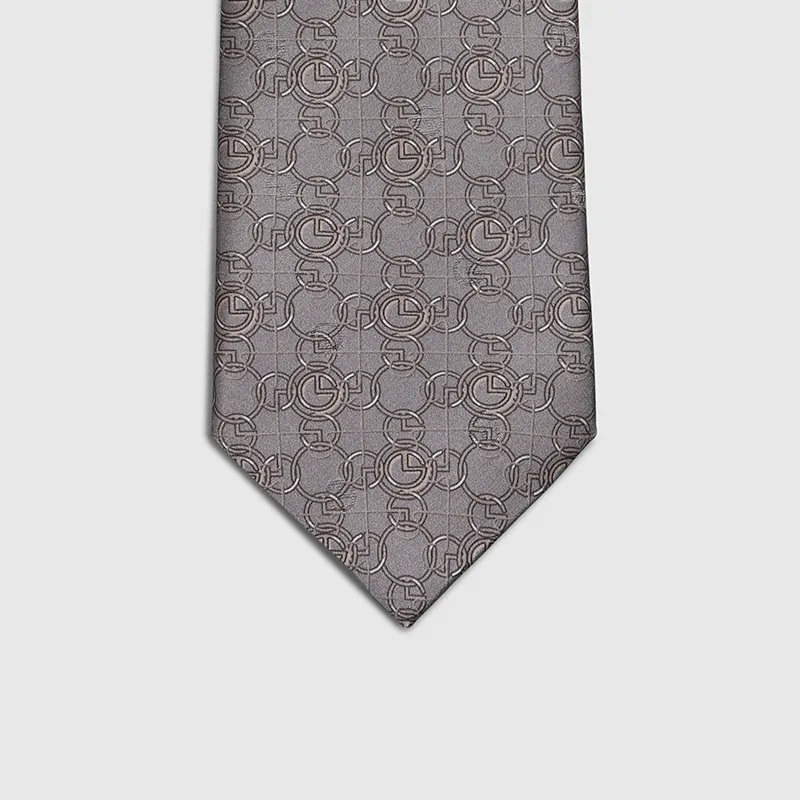 GOLDLION Mulberry Silk Ties Men's Coffee Gray-2