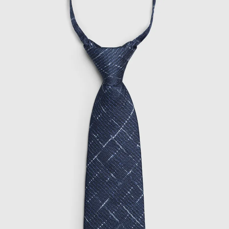 GOLDLION Mulberry Silk Advanced Versatile Workplace Interview Commute Ties Men's Navy Blue-1