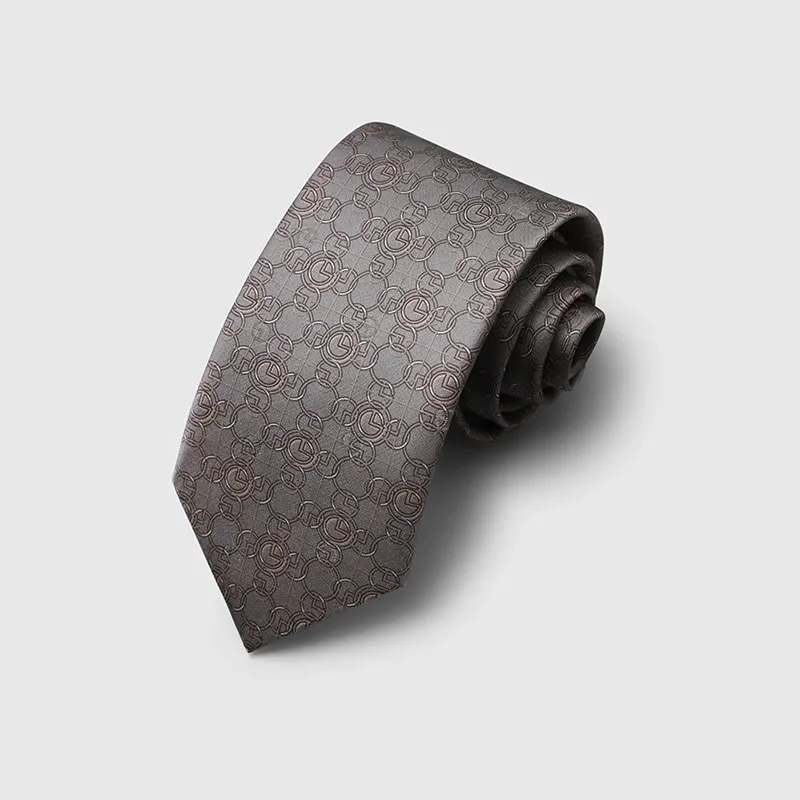 GOLDLION Mulberry Silk Ties Men's Coffee Gray-4