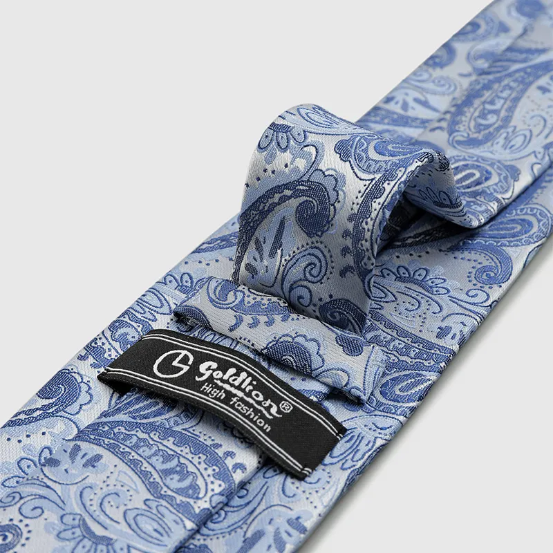 GOLDLION Polyester Ties Men's Blue Gray-4