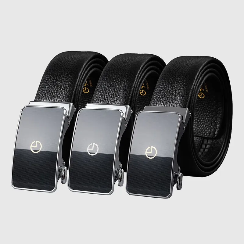GOLDLION Cow Leather Belts Men's Black Width 3.5cm-12