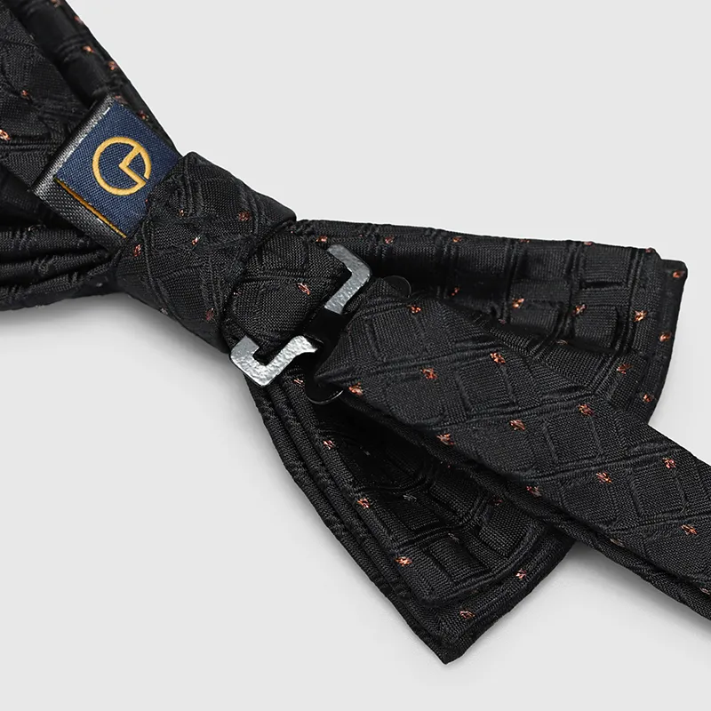 GOLDLION Mulberry Silk Bow Tie Men's Black-5