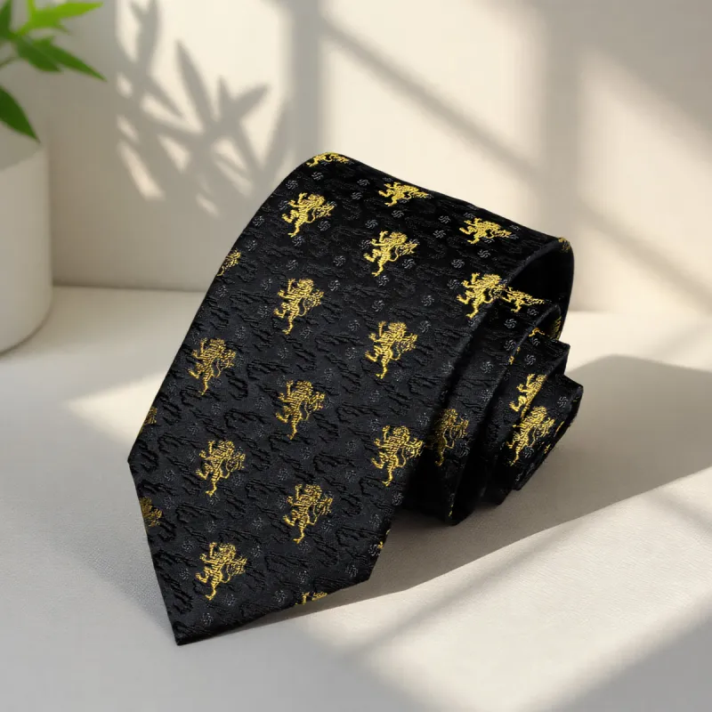GOLDLION Mulberry Silk Ties Men's Black-1