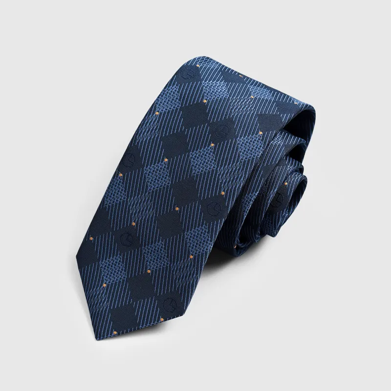 GOLDLION Polyester Ties Men's Blue-1