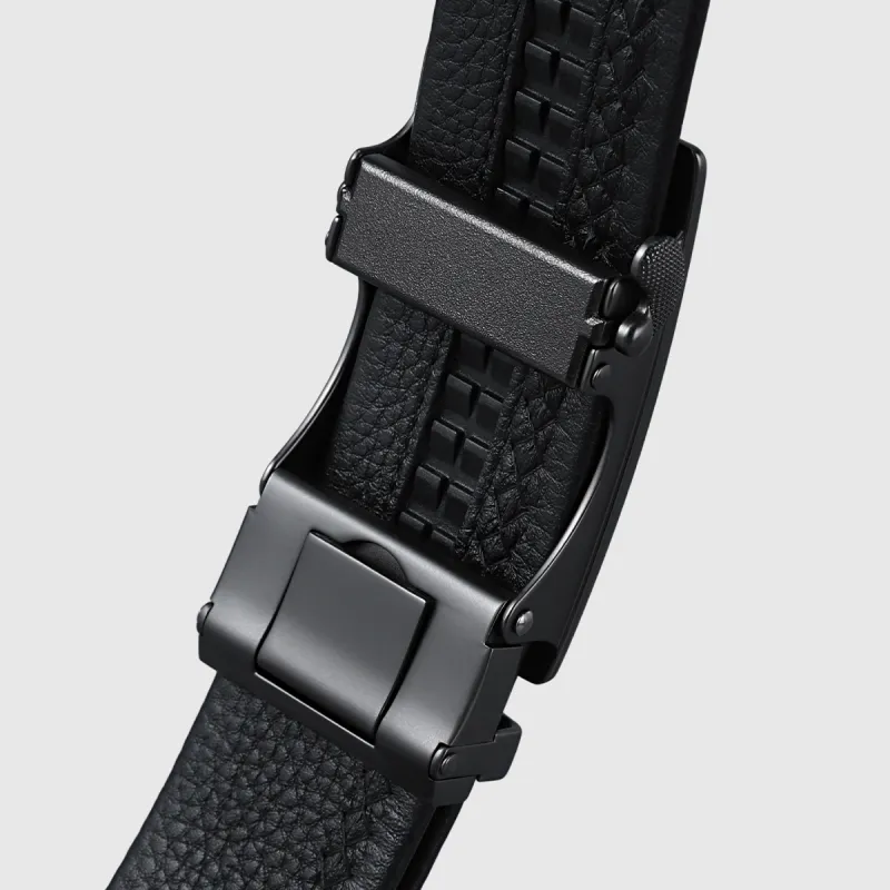 GOLDLION Automatic Buckle Business Alloy Smooth Finish Relief Logo Top Grain Cow Leather Belts Men's-2