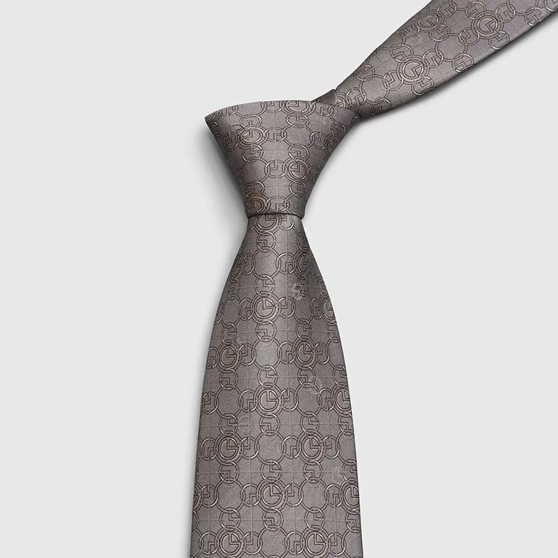 GOLDLION Mulberry Silk Ties Men's Coffee Gray-3