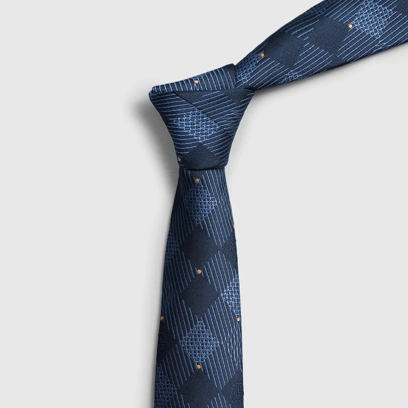 GOLDLION Polyester Ties Men's Blue-2