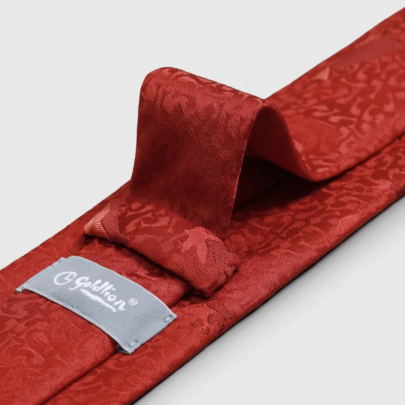 GOLDLION Polyester Ties Men's Red-6