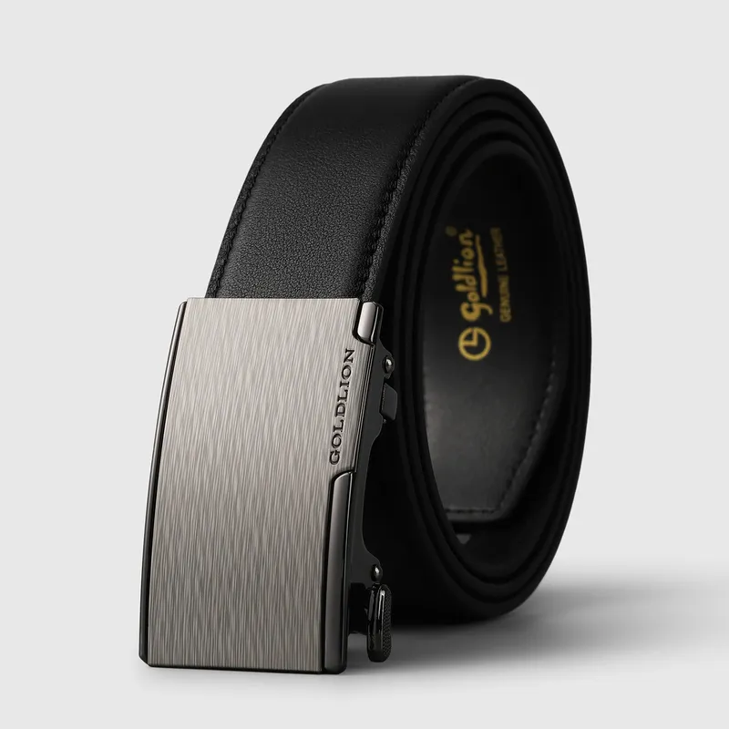 GOLDLION Cow Leather Belts Men's Gunmetal 3.5cm-5