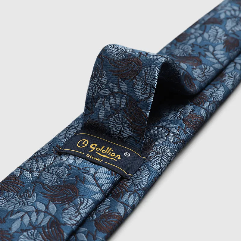 GOLDLION Polyester Ties Men's Blue Gray-26