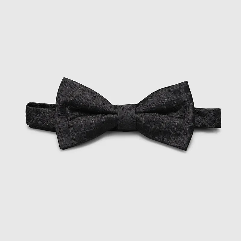 GOLDLION Mulberry Silk Bow Tie Men's Black-7