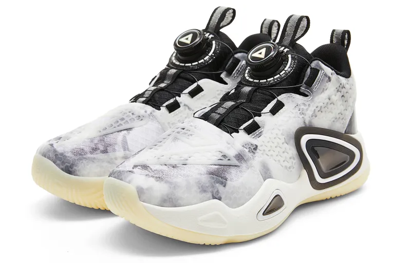 PEAK Slip Resistant Lightweight Cushioning Children's Basketball Shoes Ecru Teenagers-2