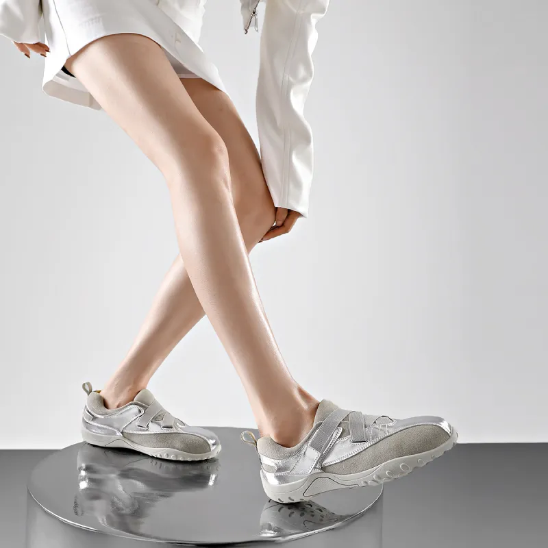 BOSSSUNWEN Low Top Casual Shoes Women's Silver-8