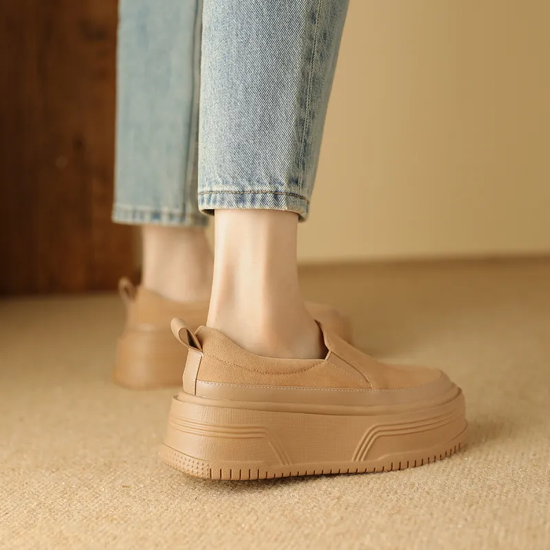 BOSSSUNWEN Low Top Skateboard Shoes Women's Apricot-7