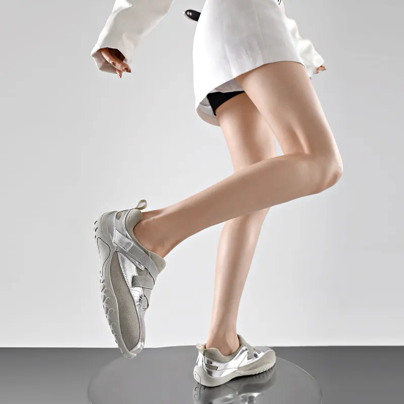 BOSSSUNWEN Low Top Casual Shoes Women's Silver-7