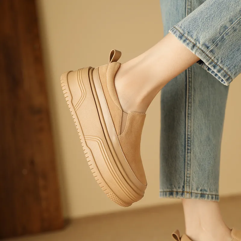 BOSSSUNWEN Low Top Skateboard Shoes Women's Apricot-6